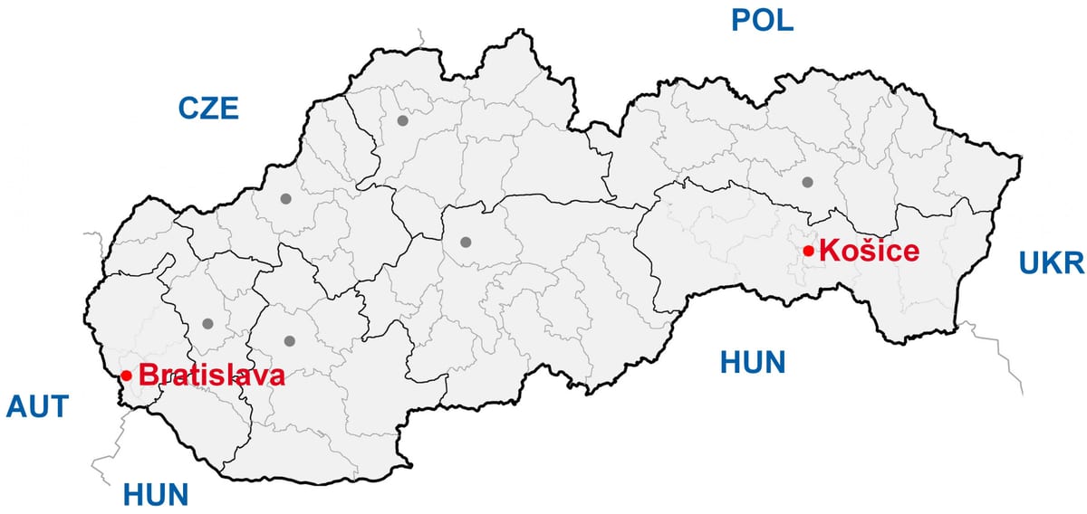 નકશો kosice સ્લોવેકિયા