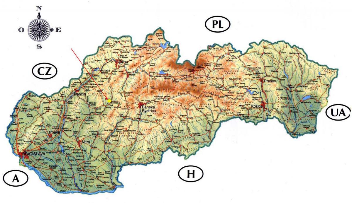 નકશો સ્લોવેકિયા hradů a zámků