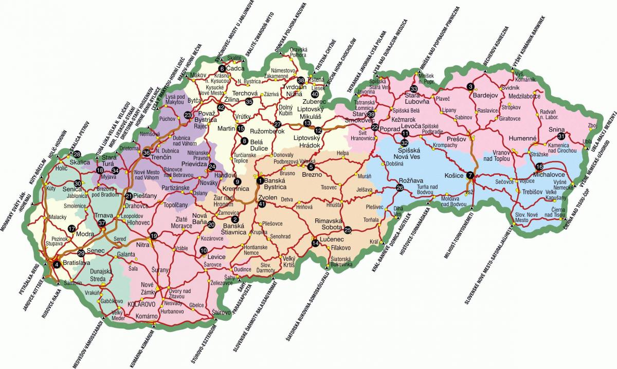 સ્લોવેકિયા પ્રવાસી આકર્ષણો નકશો