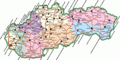 સ્લોવેકિયા પ્રવાસી આકર્ષણો નકશો